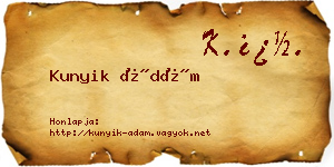 Kunyik Ádám névjegykártya